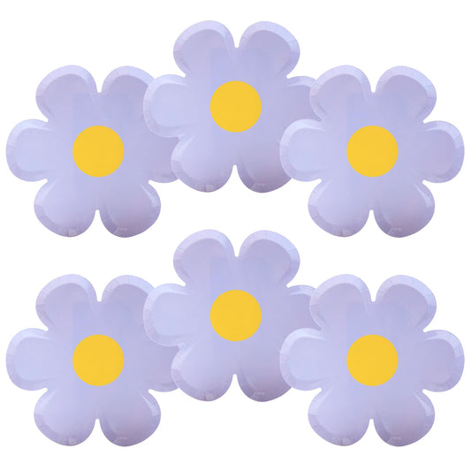 GGBOY 40PCS Daisy Plates Flower Paper Plates 8" Purple Daisy Paper Plates Flower Plates Disposable Groovy Plates Spring Daisy Party Paper Plates Cute Flower Shaped Paper Plates Daisy Party Supplies